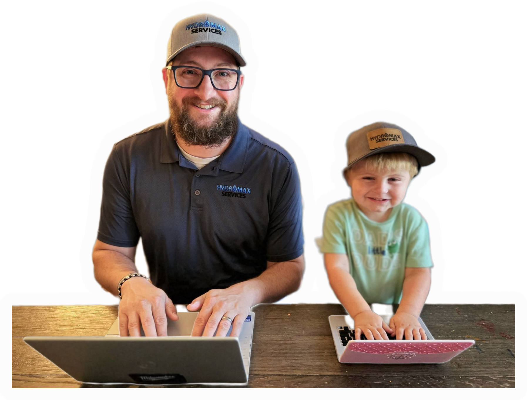 Hydromax Services team member with child